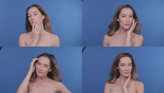 外国 美女 模特 化妆品 护肤品高清在线视频素材下载