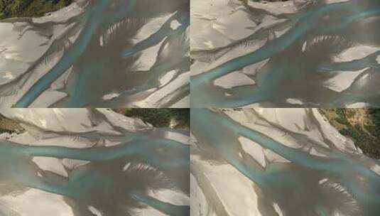 俯拍冰川河 密集河流高清在线视频素材下载