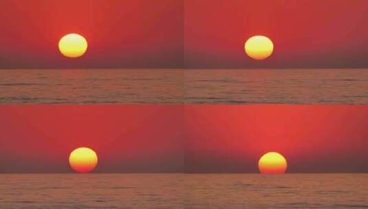 大海日落唯美夕阳海面落日海天一线高清在线视频素材下载