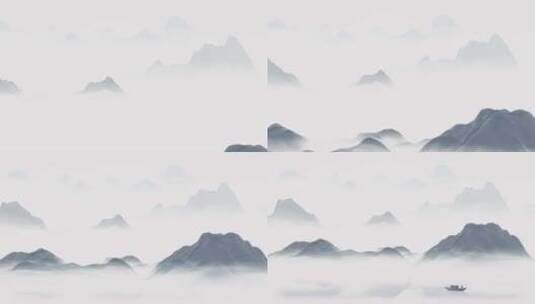 中国风水墨风格山水画高清在线视频素材下载