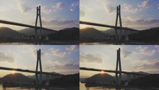 福州长门特大桥航拍桥墩低角度右环绕高清在线视频素材下载