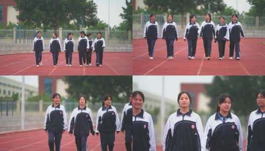广西南宁中学操场中学生升旗片段高清在线视频素材下载