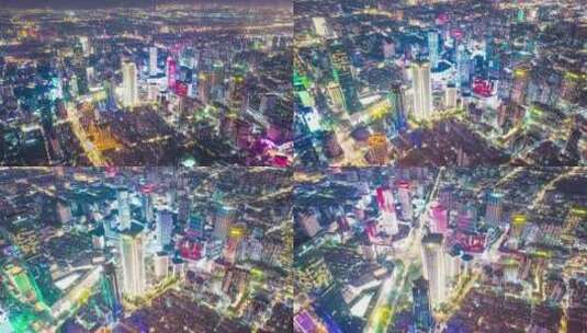 无人机航拍南京新街口高楼延时摄影高清在线视频素材下载
