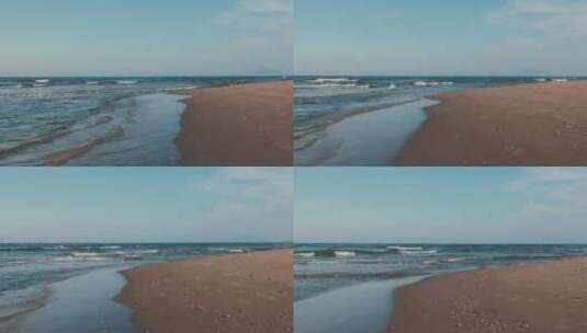 海浪撞击空沙滩高清在线视频素材下载