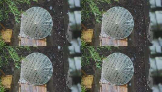 雨天油纸伞升格慢镜头高清在线视频素材下载