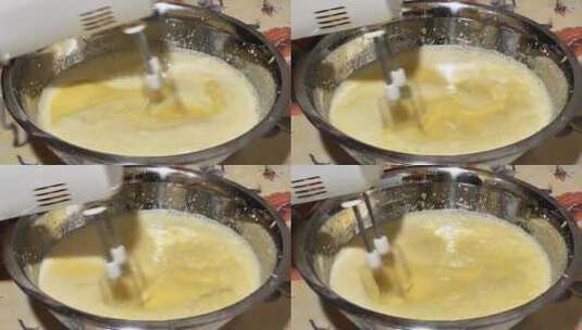 搅拌机搅拌奶油蛋清制作蛋糕高清在线视频素材下载