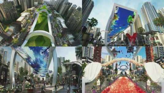 城市宣传天幕商业街视频素材高清在线视频素材下载