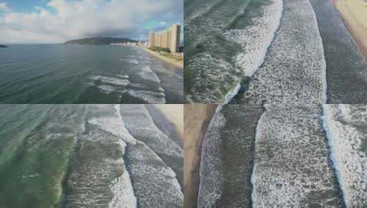 自然风光夏天海边海浪沙滩航拍视频高清在线视频素材下载