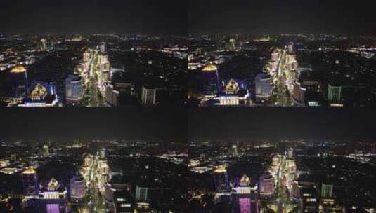 浙江绍兴城市夜景灯光交通航拍高清在线视频素材下载