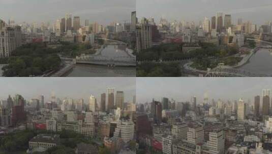 上海市中心城市建筑群街道航拍高清在线视频素材下载