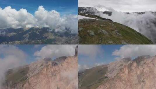 山脉云雾缭绕山峰航拍高清在线视频素材下载