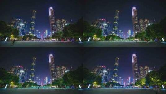 广州珠江新城花城广场夜景延时高清在线视频素材下载