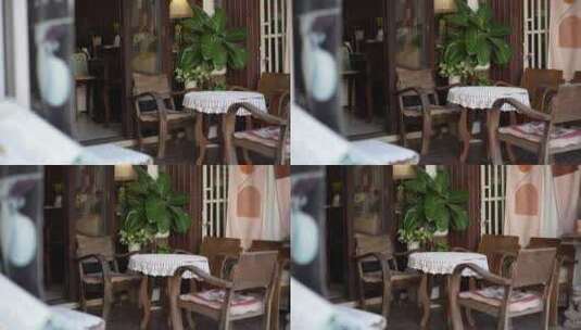 咖啡馆餐馆桌子复古椅子北京上海香港城市高清在线视频素材下载