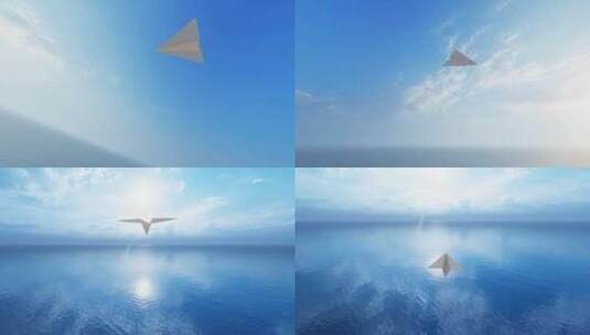 纸飞机飞过大海高清在线视频素材下载