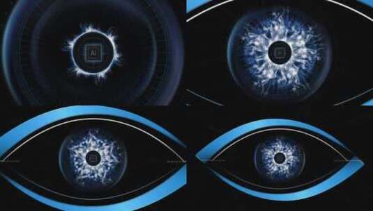数字AI眼睛瞳孔科技效果视频素材高清在线视频素材下载