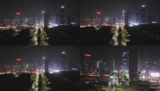 番禺区汉溪大道东辅路夜景航拍高清在线视频素材下载