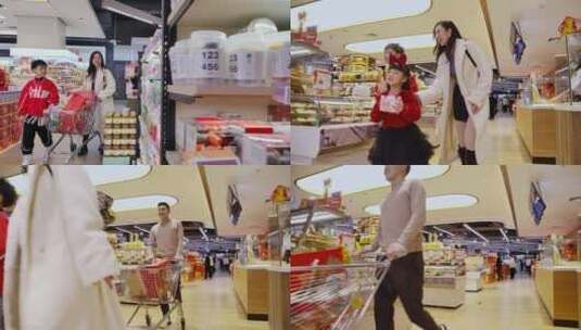 超市购物，超市购买年货高清在线视频素材下载