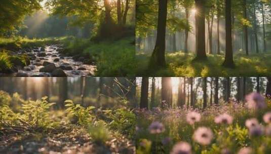 早晨唯美梦幻的的森林高清在线视频素材下载