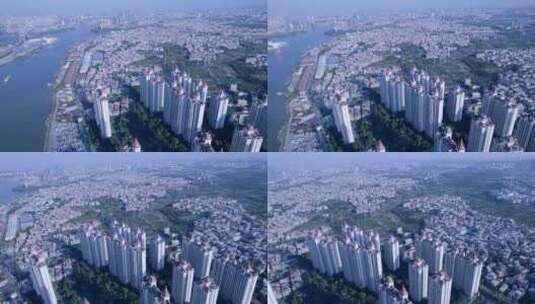 广州珠江城市住宅高楼建筑航拍风光高清在线视频素材下载