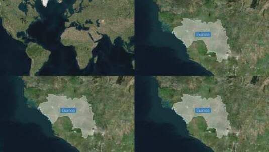带标签的几内亚地图-广角地图-放大高清在线视频素材下载