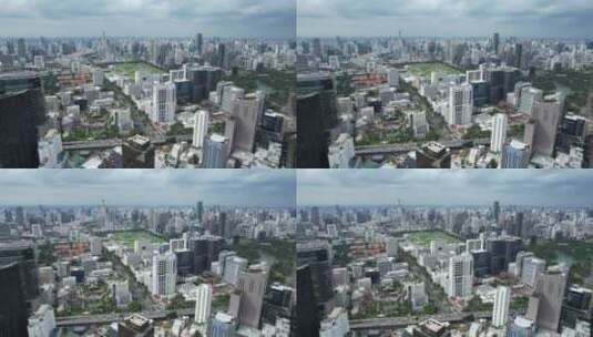 泰国曼谷城市伦披尼公园高楼建筑航拍风光高清在线视频素材下载