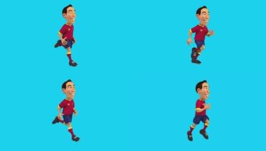 有趣的3D卡通足球运动员跑步（带alph高清在线视频素材下载
