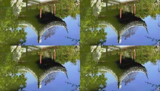 中国古典园林南京瞻园中式庭院池塘亭子倒影高清在线视频素材下载