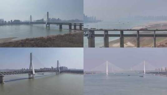 武汉天兴洲长江大桥航拍高清在线视频素材下载