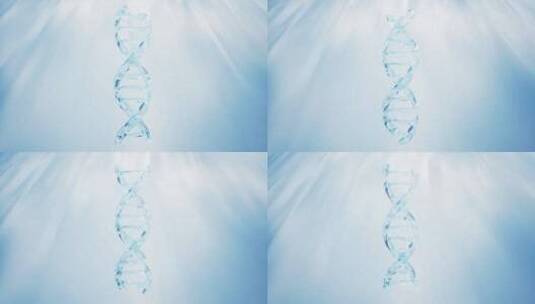 生物科技概念透明DNA与蓝色背景3D渲染高清在线视频素材下载