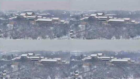 航拍瘦西湖景区园林大明寺观音山宋夹城雪景高清在线视频素材下载