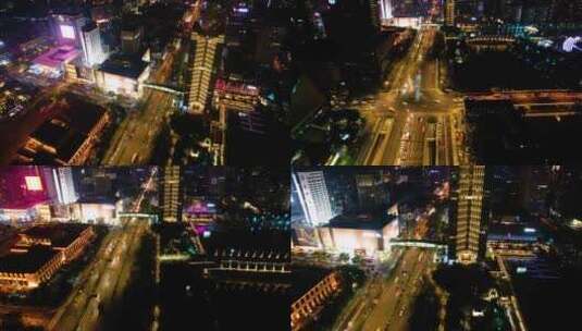 杭州大厦夜晚夜景环城北路车流延时高清在线视频素材下载