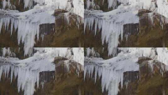 瀑布冰挂流水流下高清在线视频素材下载