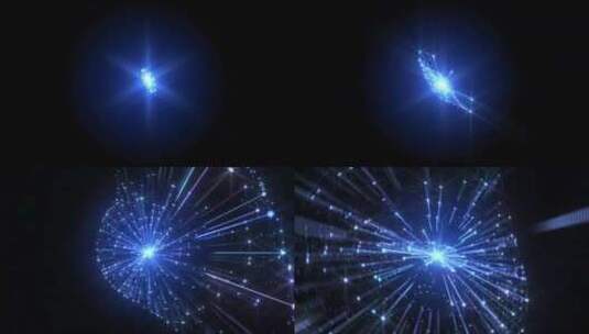 黑暗中蓝色粒子闪光动态背景高清在线视频素材下载