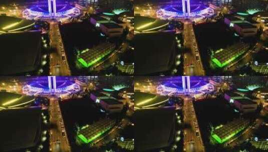 杭州黄龙体育中心体育场夜景延时高清在线视频素材下载