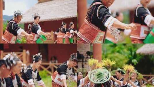 少数民族舞蹈采茶舞蹈民族服饰高清在线视频素材下载
