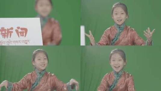 藏族女学生自信阳光播音主持课堂录播室抠绿高清在线视频素材下载