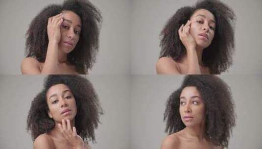 美容和医疗保健概念美丽的非裔美国女性，卷高清在线视频素材下载