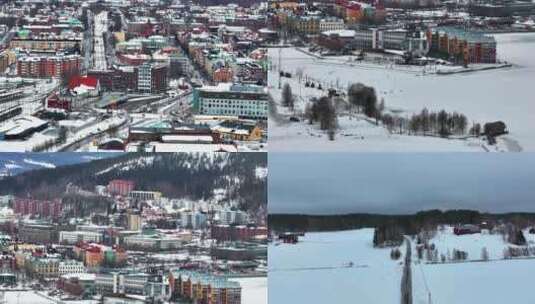 4K航拍北欧瑞典于默奥无限美景高清在线视频素材下载