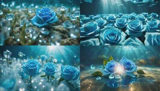 蓝色玫瑰高清在线视频素材下载