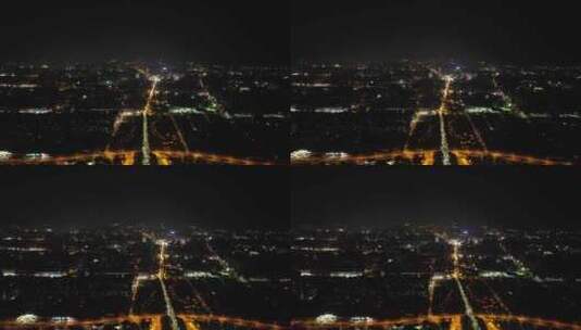 湖南湘潭城市夜景灯光交通航拍高清在线视频素材下载