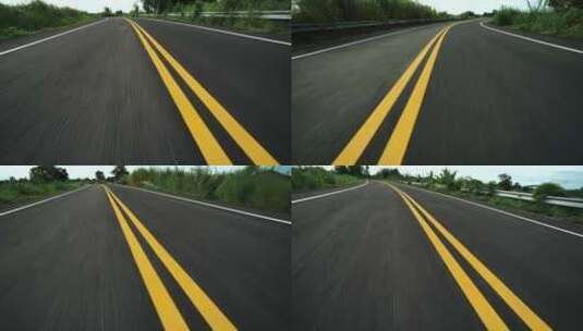 汽车快速行驶在沥青路上第一视角前视图1_4K高清在线视频素材下载
