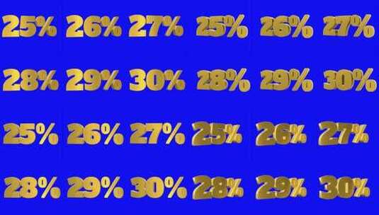 一组黄金百分比数字3d动画移动无缝循环孤高清在线视频素材下载
