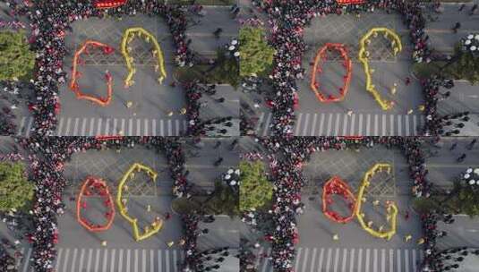 正月十五元宵节文艺表演舞龙航拍闹元宵航拍高清在线视频素材下载