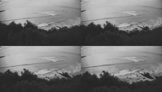 大海海浪的黑白航拍镜头高清在线视频素材下载