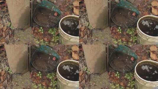 水滴滴落到铁桶里高清在线视频素材下载