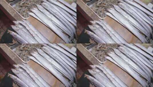 商贩卖海鲜带鱼大虾高清在线视频素材下载