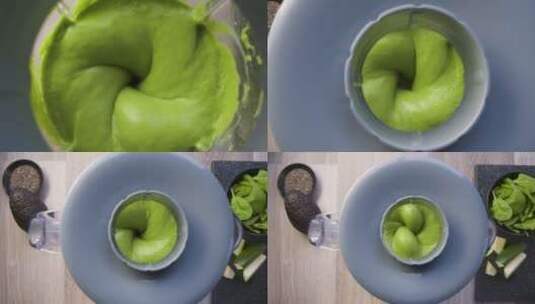 在搅拌机中的绿色冰沙高清在线视频素材下载