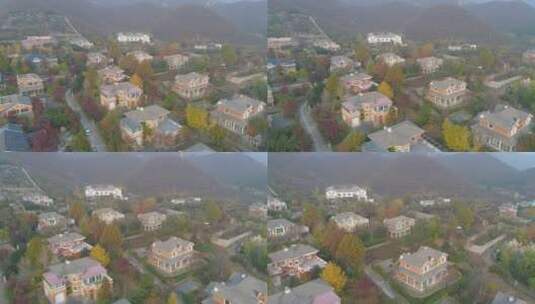 航拍北京郊区高档别墅高清在线视频素材下载