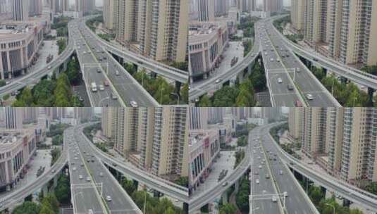 4k航拍武汉城市立交通枢纽车流高清在线视频素材下载
