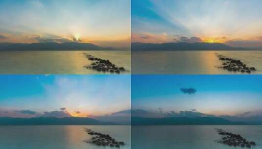 云南大理洱海日落延时摄影高清在线视频素材下载